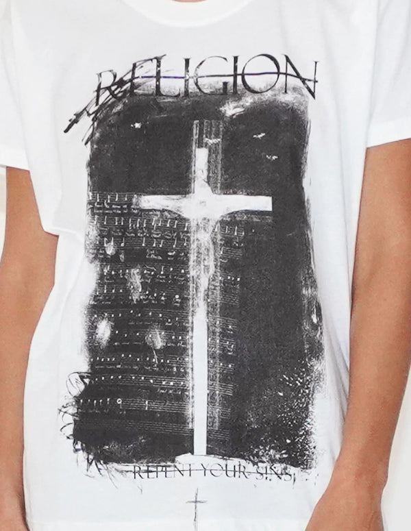 Camiseta RELIGION Cross Blanca Mujer