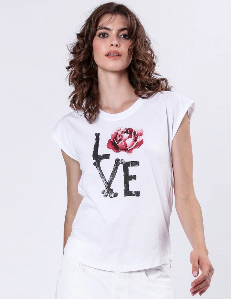 Camiseta RELIGION Spirit Love Blanca Mujer