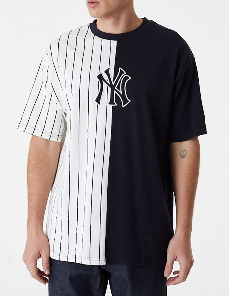 Camiseta New Era New York Yankees MLB Half Striped Oversized Negra