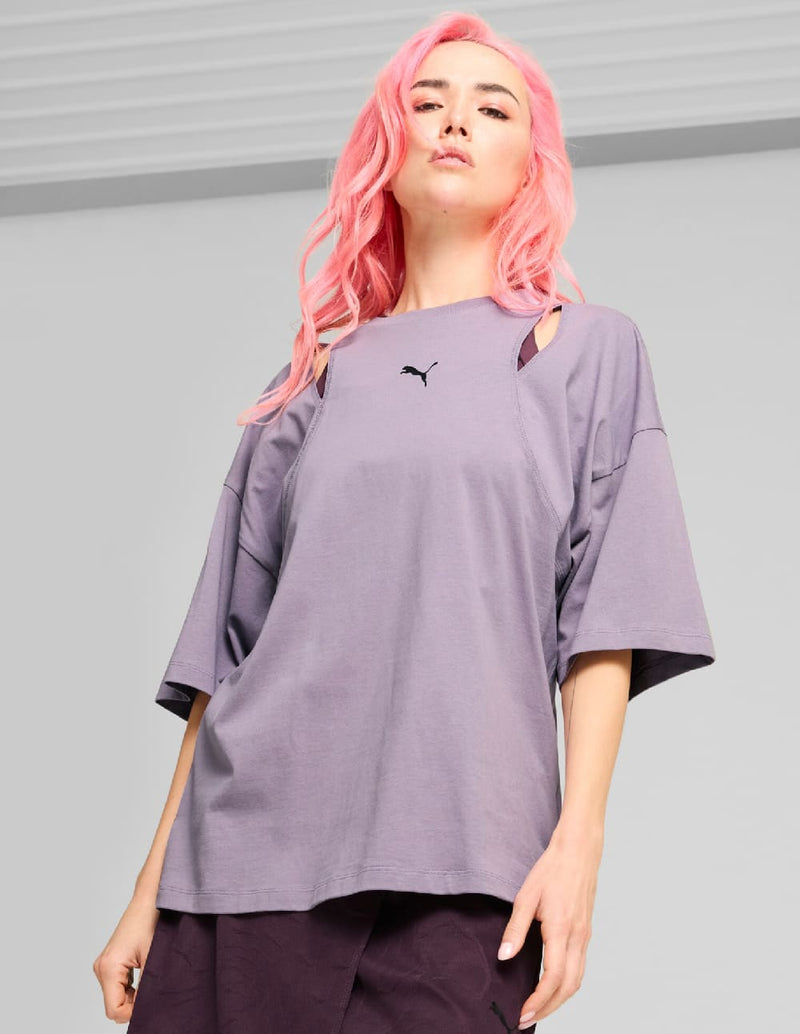 Camiseta Puma Dare To Oversized Cut-Out Morada Mujer