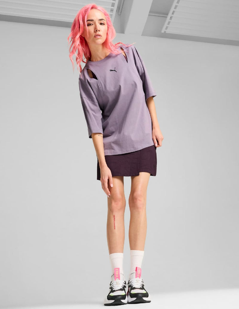 Camiseta Puma Dare To Oversized Cut-Out Morada Mujer