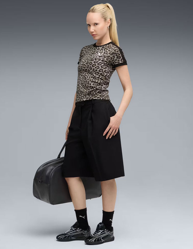 Camiseta Puma T17 Leo Luxe Estampada Negra Mujer