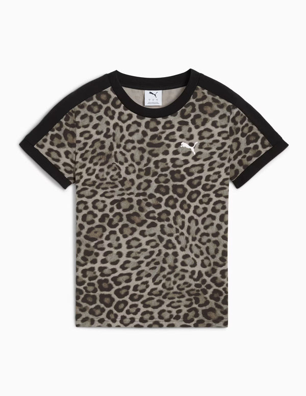 Camiseta Puma T17 Leo Luxe Estampada Negra Mujer