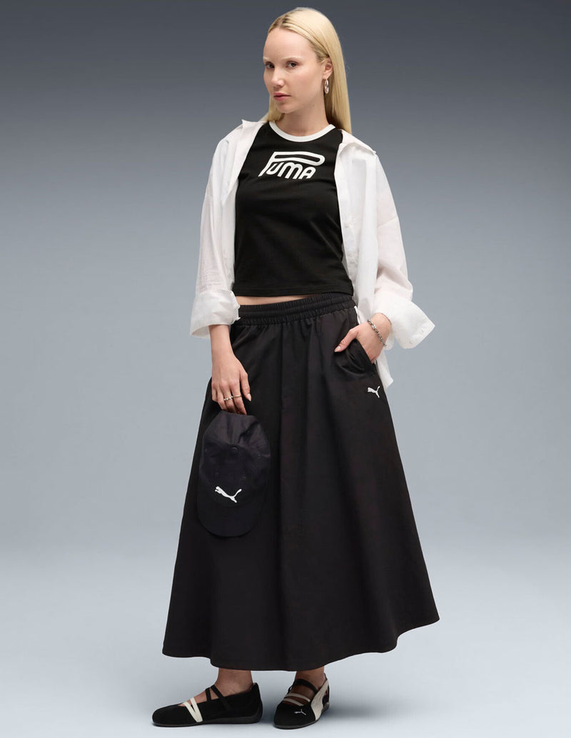 Falda Puma T7 Midi Negra Mujer