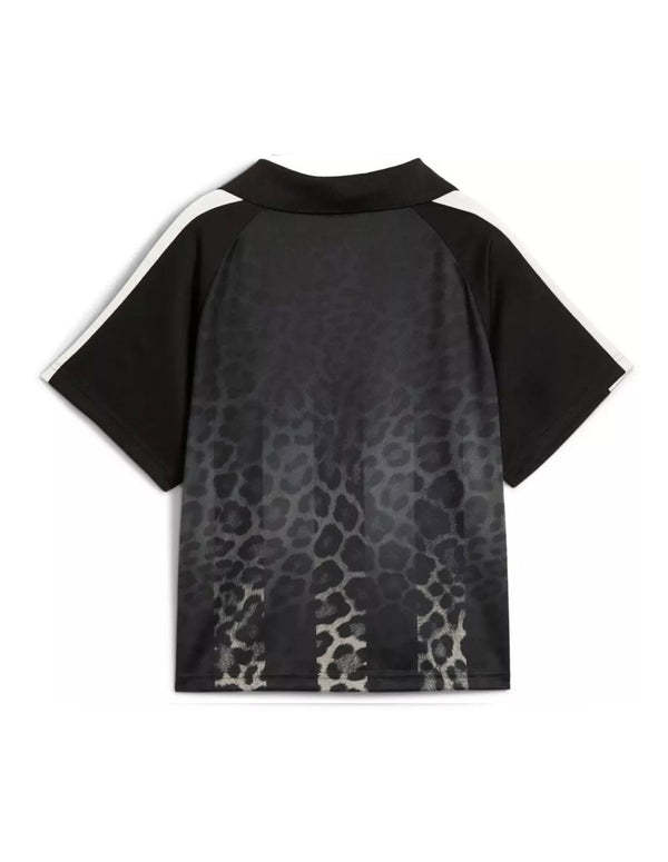 Camiseta Puma Leo Luxe Estampada Negra Mujer