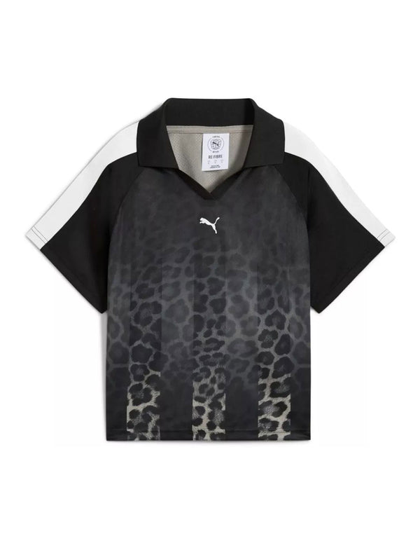 Camiseta Puma Leo Luxe Estampada Negra Mujer