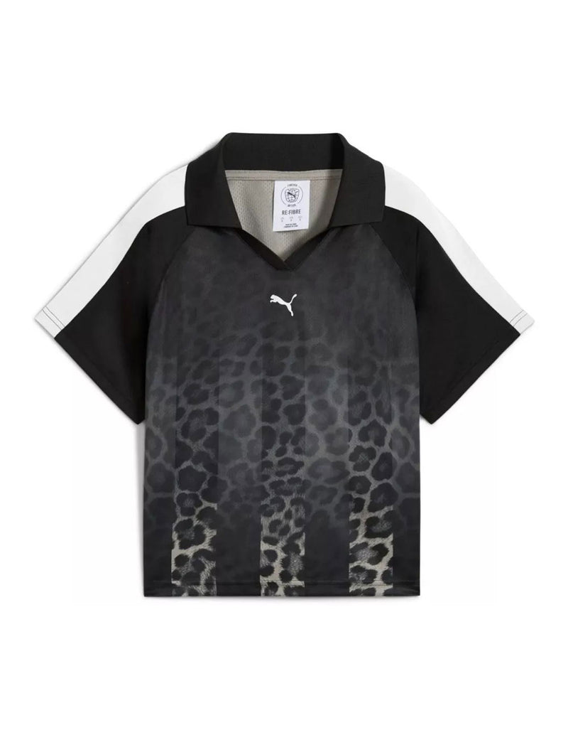 Camiseta Puma Leo Luxe Estampada Negra Mujer