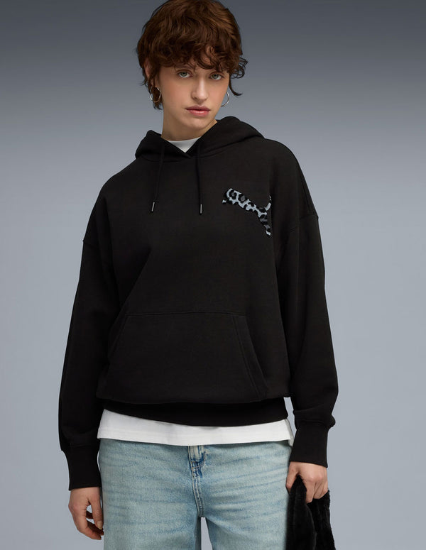 Sudadera con Capucha Puma Leopard Negra Mujer