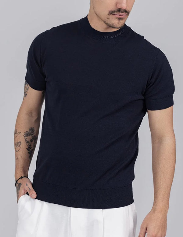 Camiseta Karl Lagerfeld con Logo en el Cuello Azul Hombre