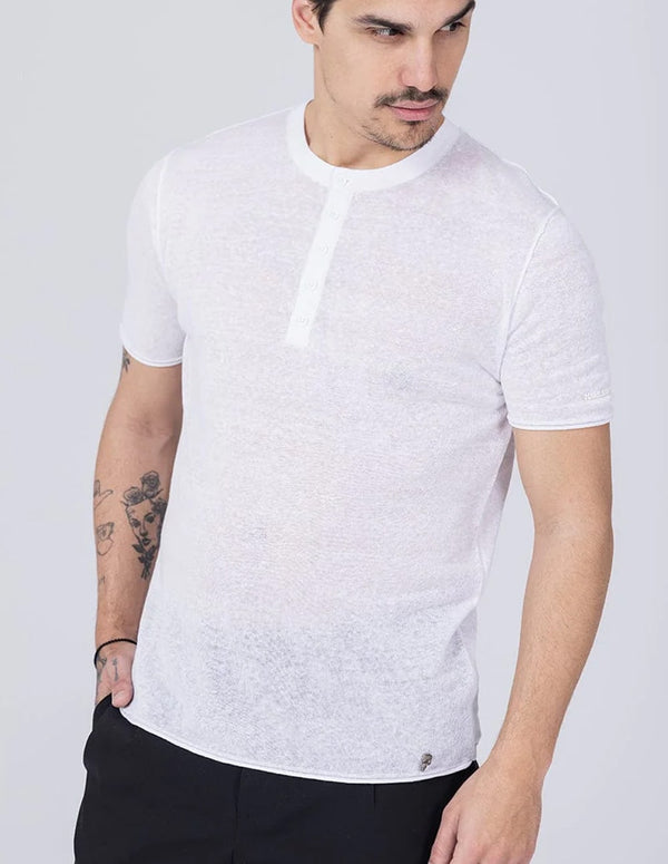 Camiseta Karl Lagerfeld con Botones Blanca Hombre