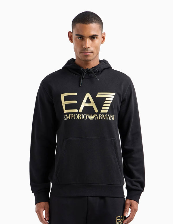 Sudadera con Capucha Emporio Armani EA7 con Logo Negra Hombre