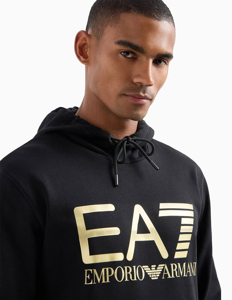 Sudadera con Capucha Emporio Armani EA7 con Logo Negra Hombre