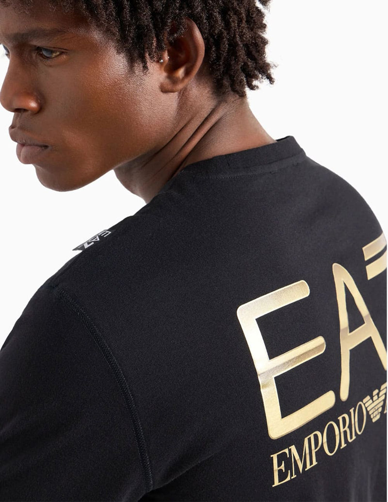 Camiseta Emporio Armani EA7 con Logo en la Espalda Negra Hombre