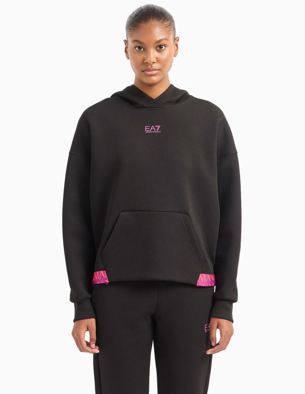 Sudadera con Capucha Emporio Armani EA7 con Logo Negra Mujer