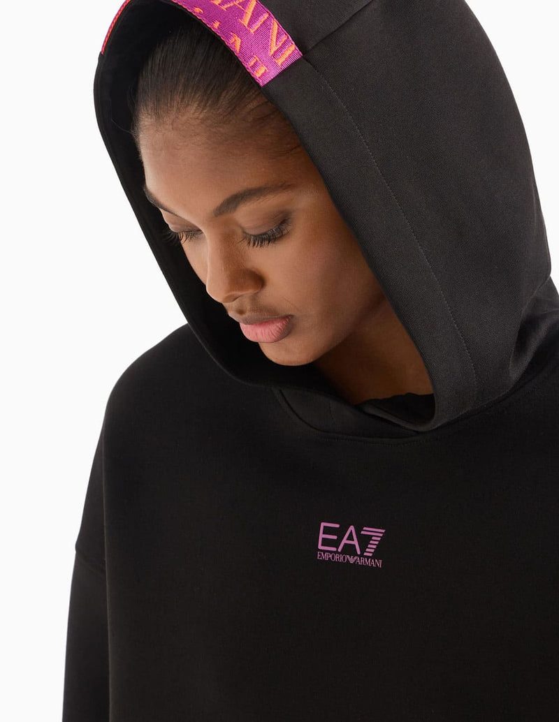 Sudadera con Capucha Emporio Armani EA7 con Logo Negra Mujer