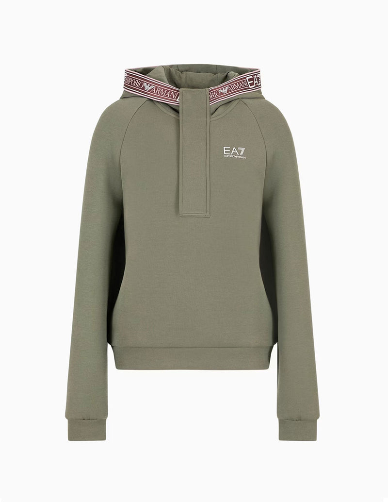 Sudadera con Capucha Emporio Armani EA7 con Logo Verde Mujer