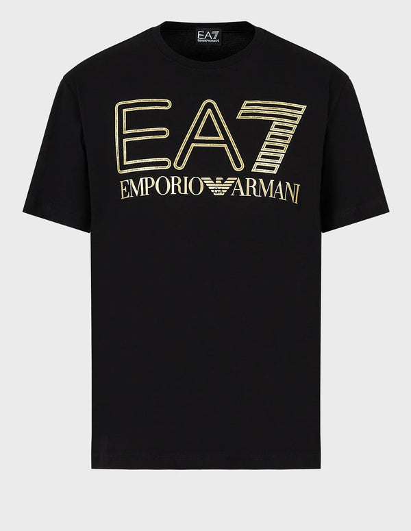 Camiseta Emporio Armani EA7 Logo Series Negra y Dorada Hombre