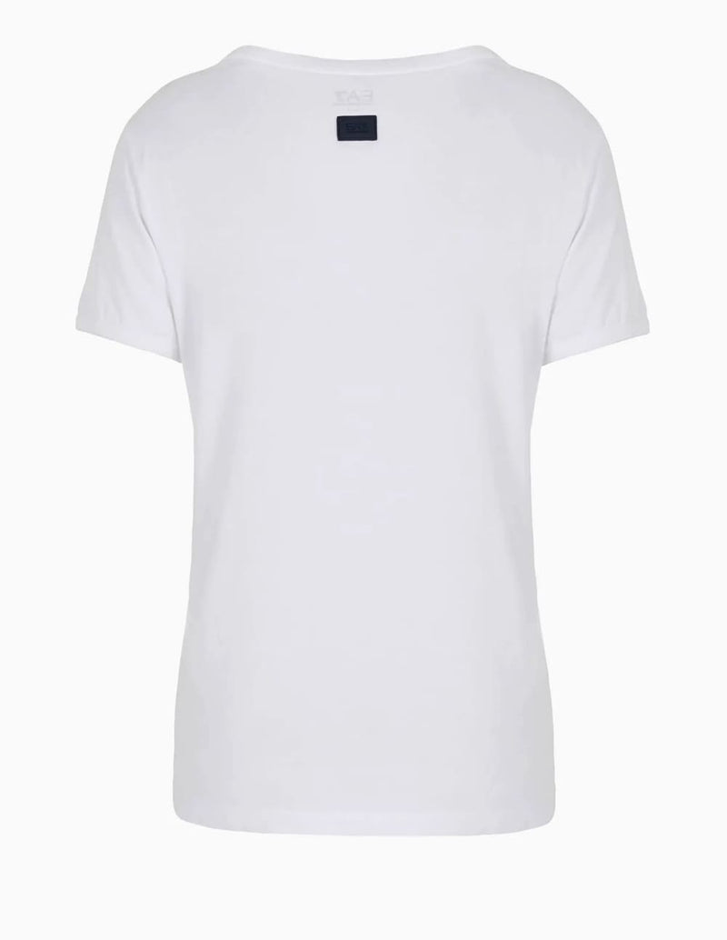 Camiseta Emporio Armani EA7 con Estampado Blanca Mujer
