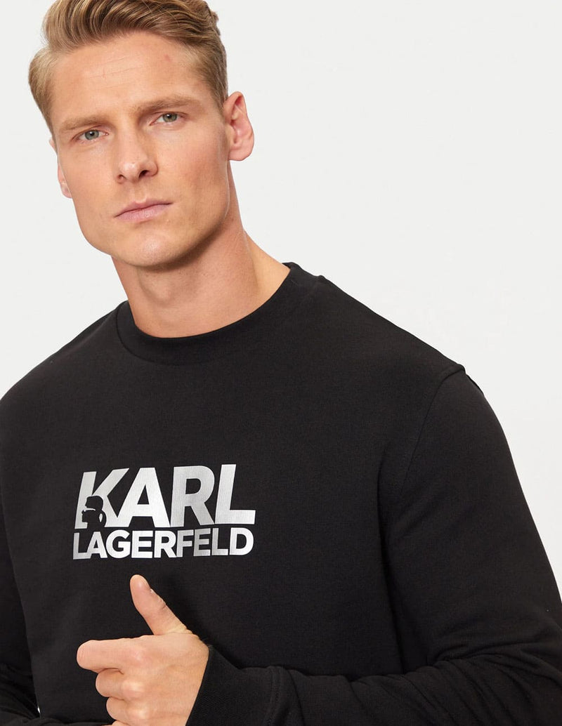 Sudadera Karl Lagerfeld con Logo Plateado Negra Hombre