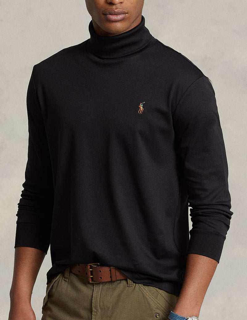 Jersey Polo Ralph Lauren de Algodón y Cuello Vuelto Negro Hombre