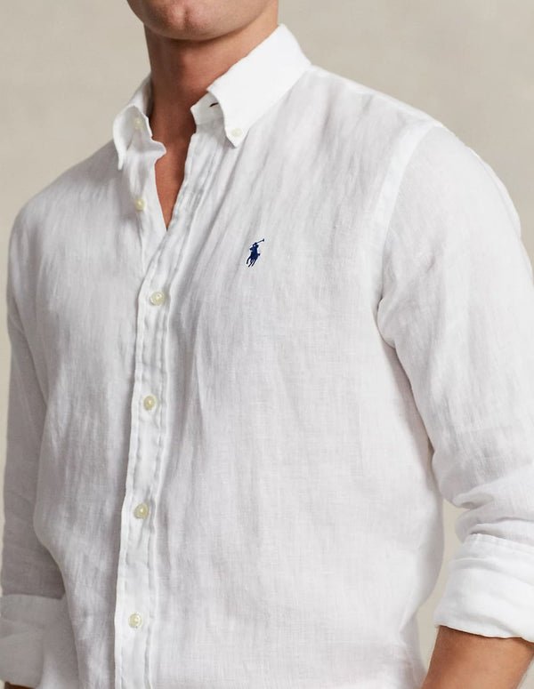 Camisa Polo Ralph Lauren de Lino Blanca Hombre