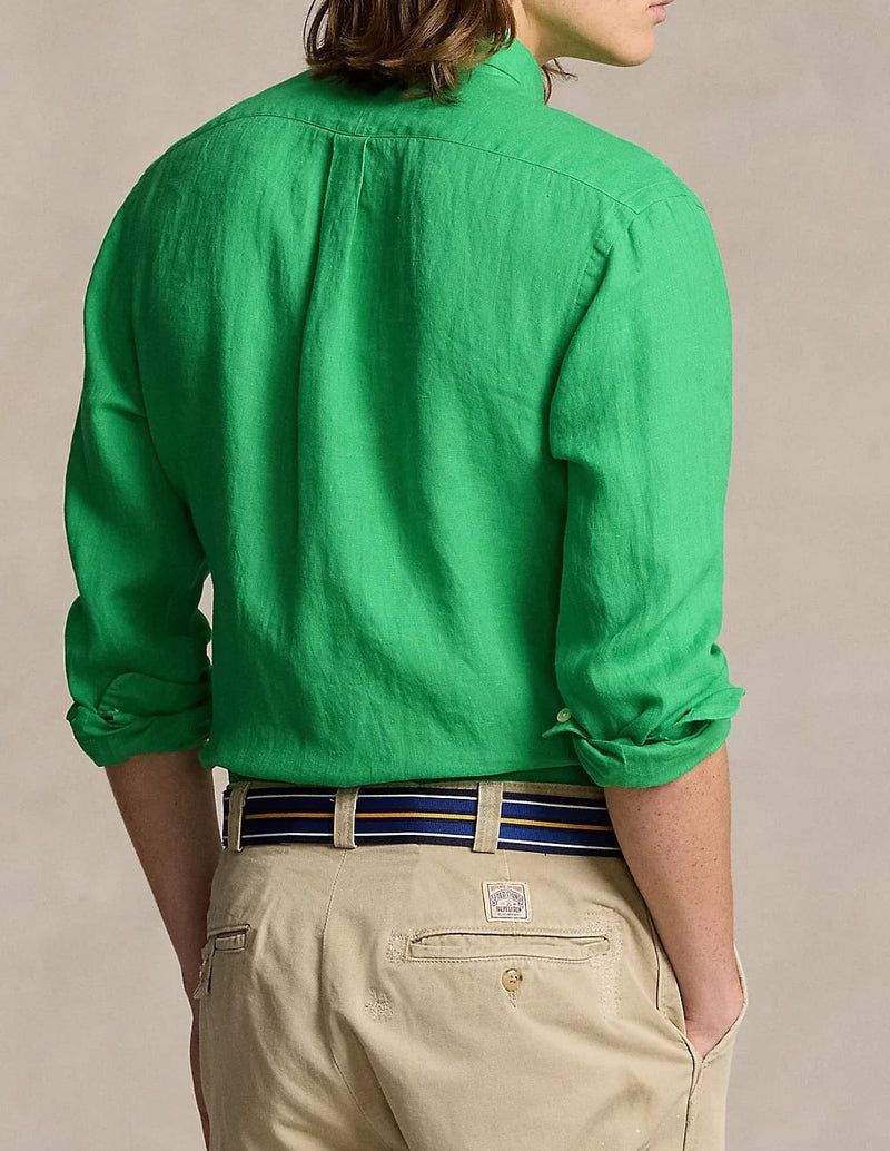 Camisa Polo Ralph Lauren de Lino Verde Hombre
