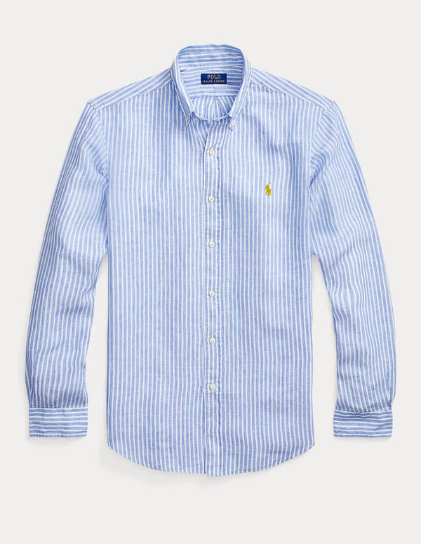 Camisa Polo Ralph Lauren de Lino con Rayas Azul Hombre