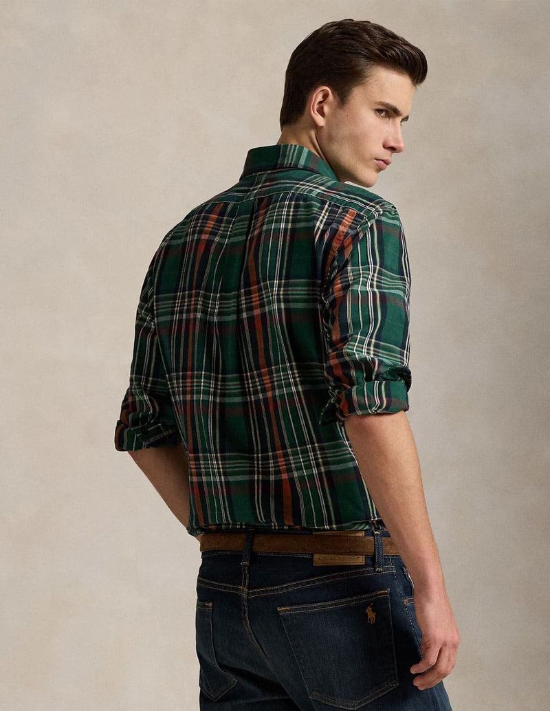 Camisa Polo Ralph Lauren Oxford de Cuadros Verde Hombre