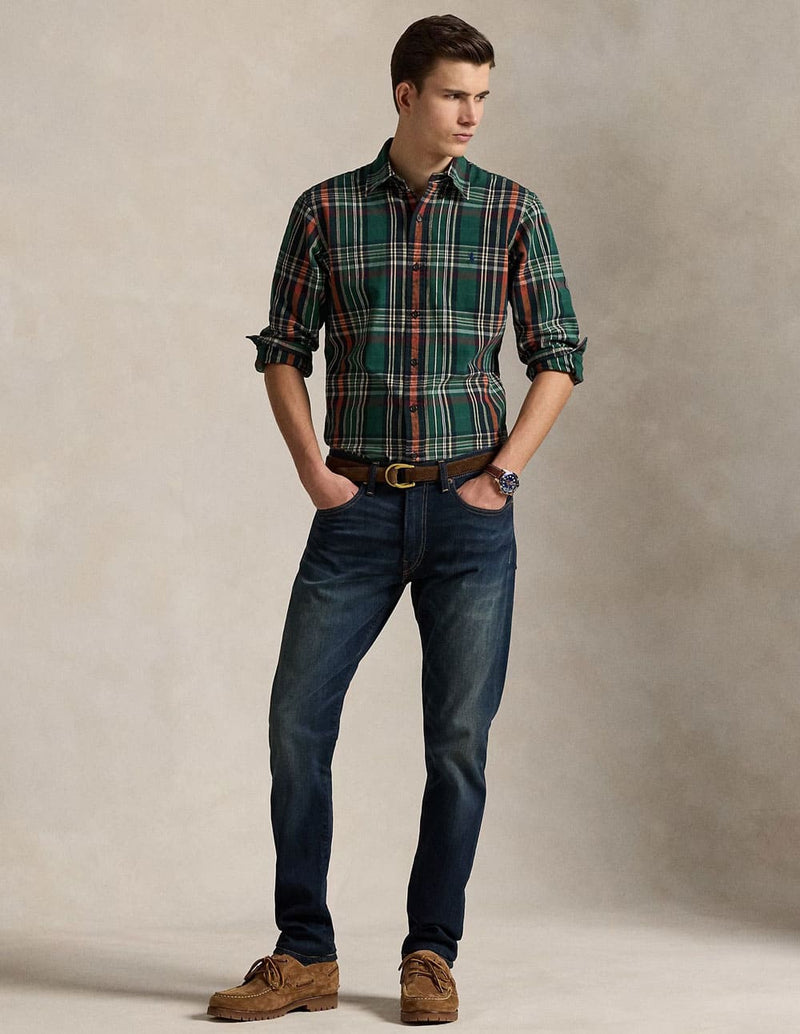 Camisa Polo Ralph Lauren Oxford de Cuadros Verde Hombre