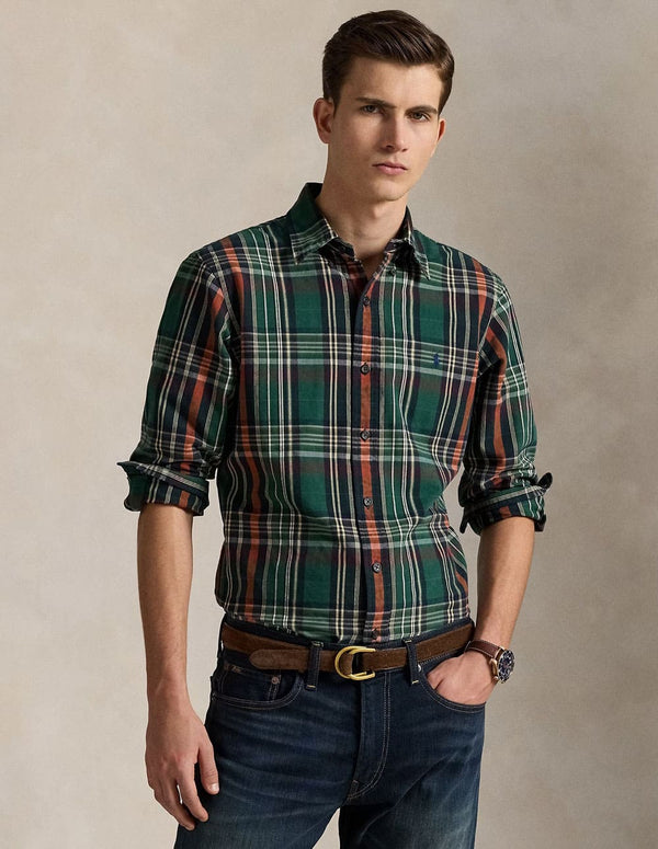 Camisa Polo Ralph Lauren Oxford de Cuadros Verde Hombre