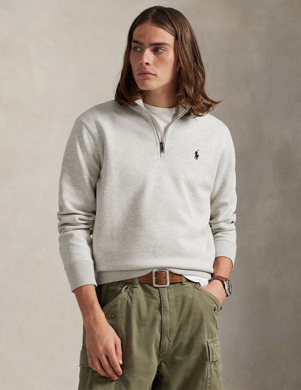 Jersey Polo Ralph Lauren de Punto Doble Gris Hombre 710P06234003