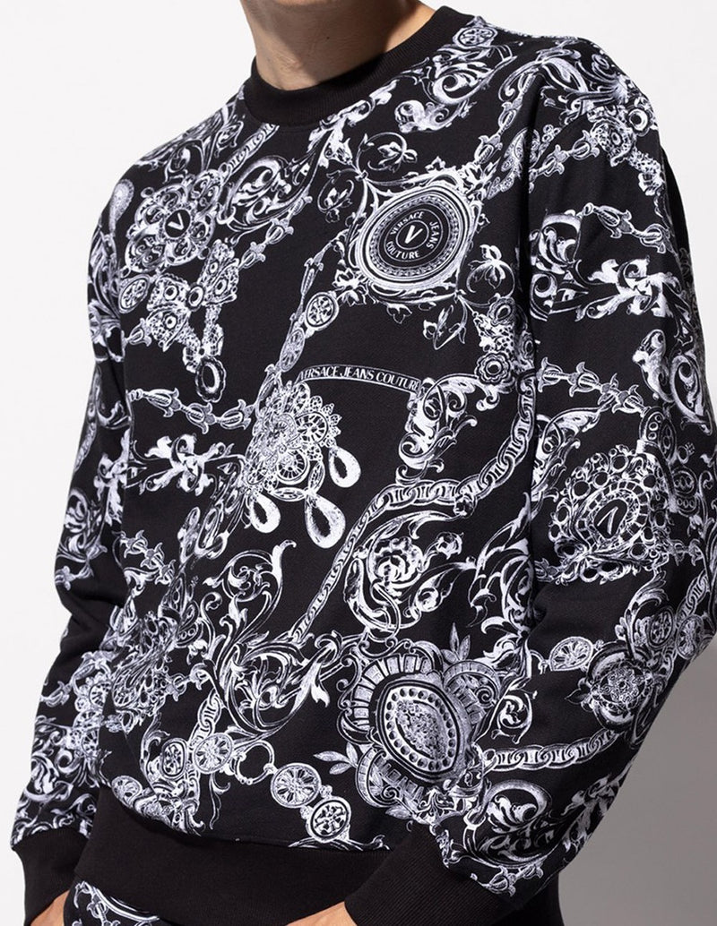 Sudadera Versace Jeans Couture con Estampado Negra y Blanca Hombre