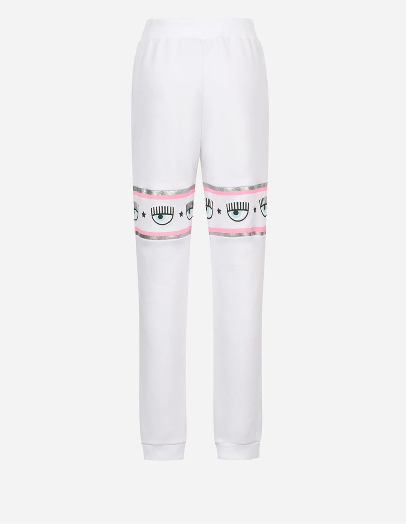 Women's White Logo Joggers