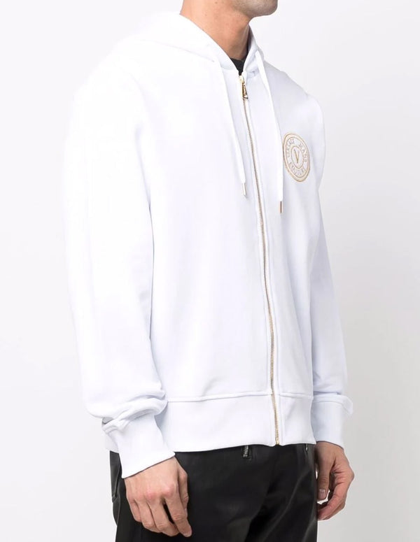 Versace Jeans Couture Hooded Jacket with Zip and Embroidered Logo White for Men