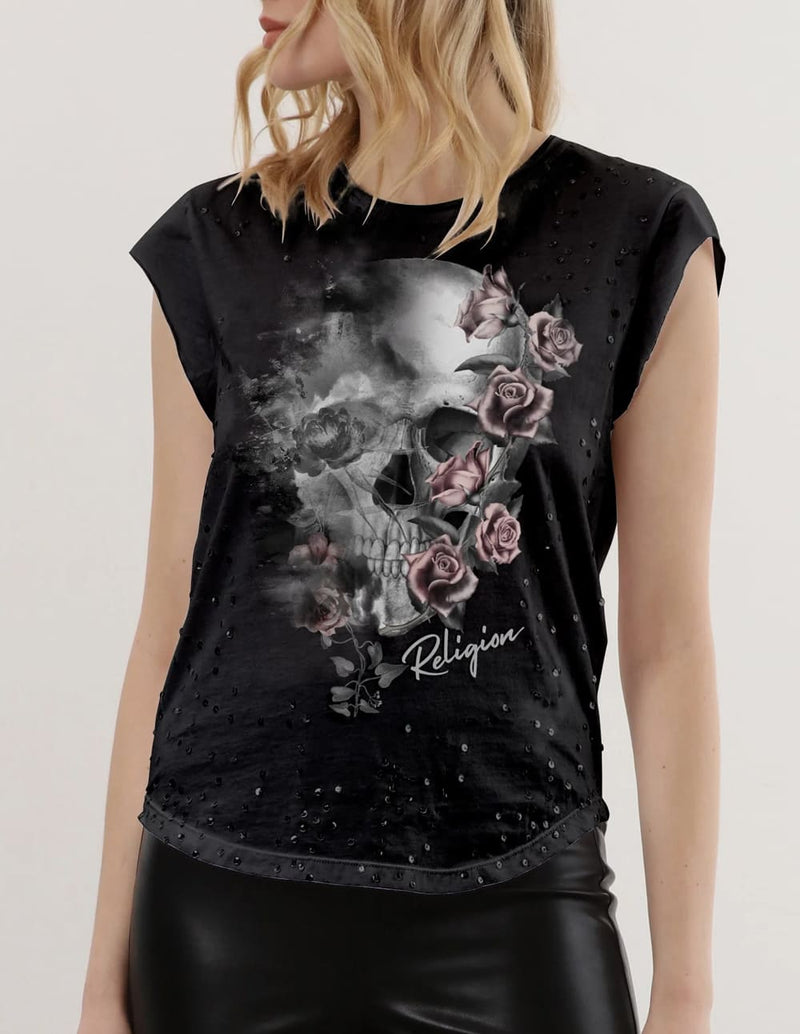 Camiseta RELIGION Illusion Negra Mujer