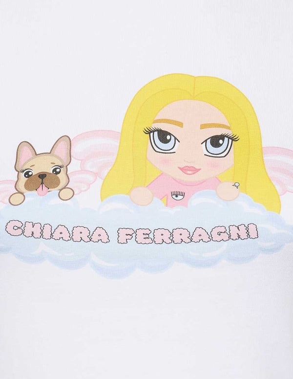 Camiseta Chiara Ferragni con Estampado Blanca Mujer