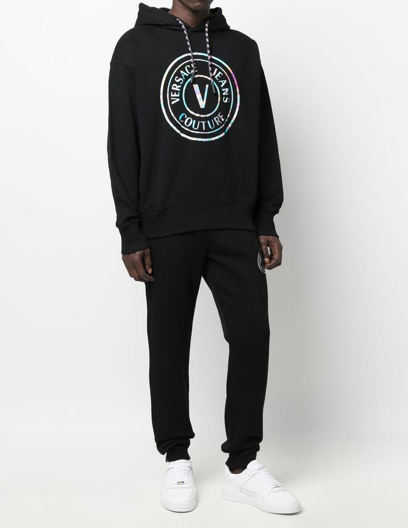 Sudadera con Capucha Versace Jeans Couture con Logo Iridiscente Negra Hombre