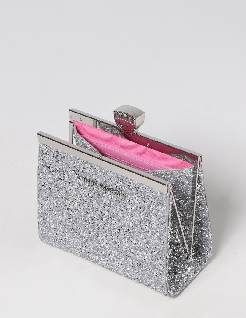 Chiara Ferragni Clutch Bag with Silver Logo 16x13x7 cm Woman