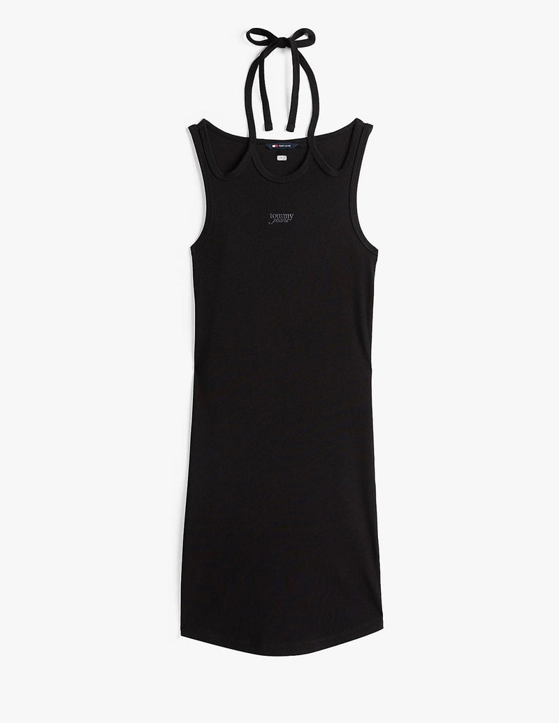 Vestido Tommy Jeans con Tiras Anudables Negro Mujer