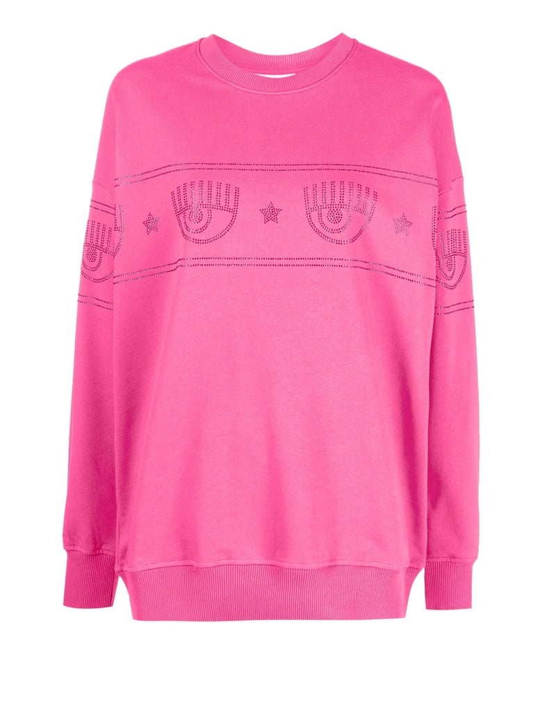 Sudadera Chiara Ferragni con Detalles de Cristal Rosa Mujer