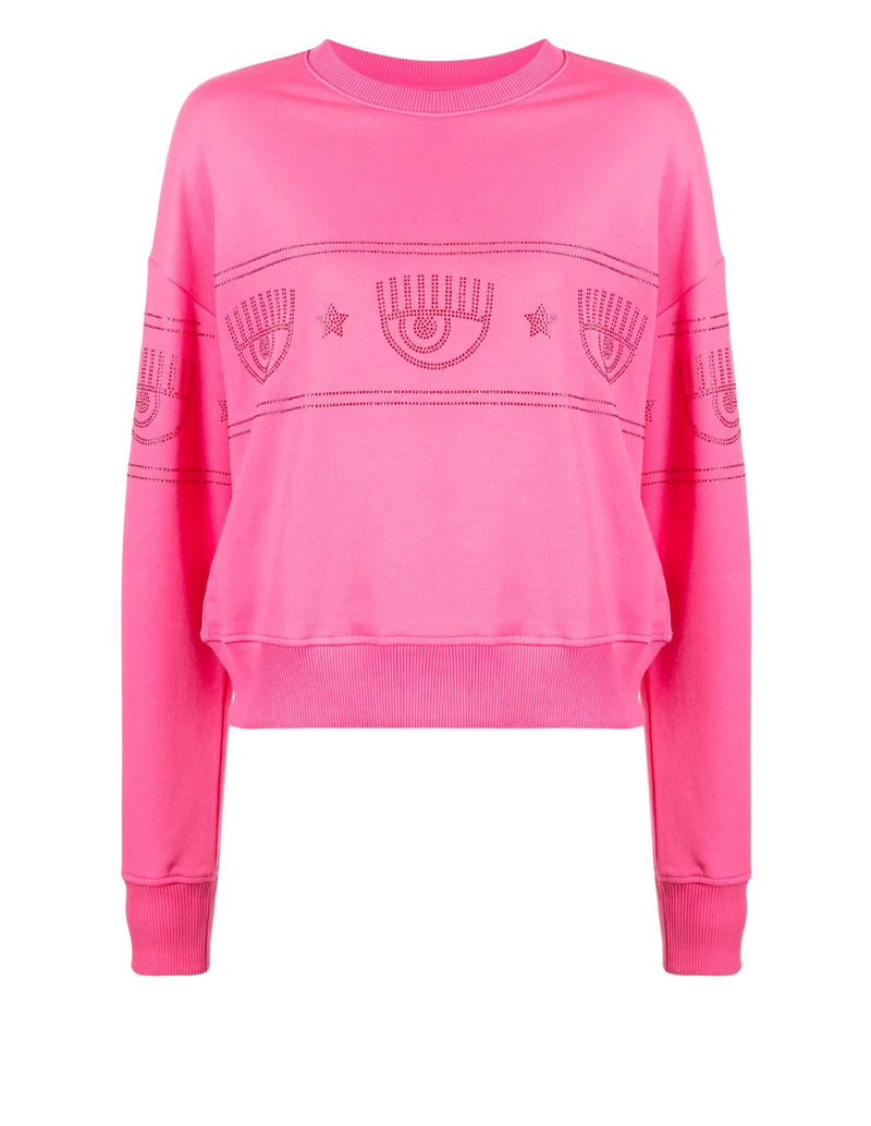 Chiara Ferragni Sweatshirt with Pink Crystal Details for Women