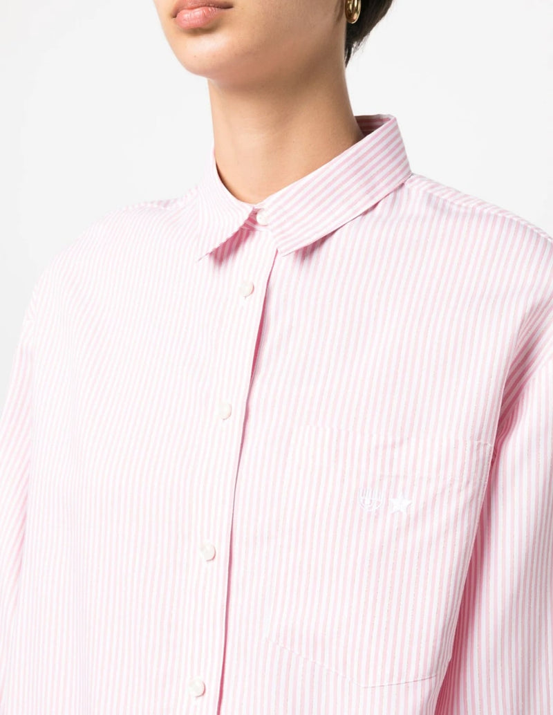 Chiara Ferragni Pink Striped Shirt Woman