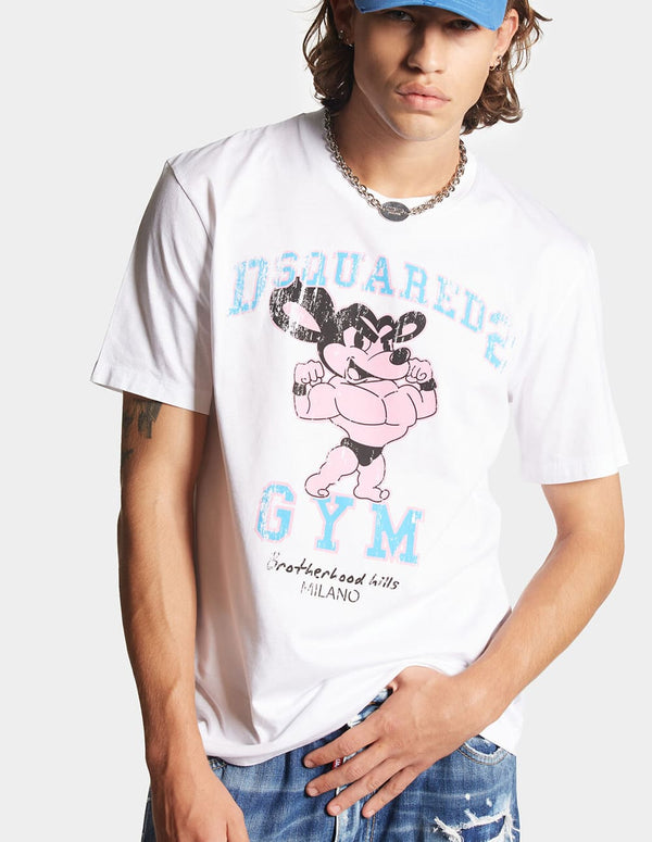 Camiseta Dsquared2 Gym Regular Blanca Hombre