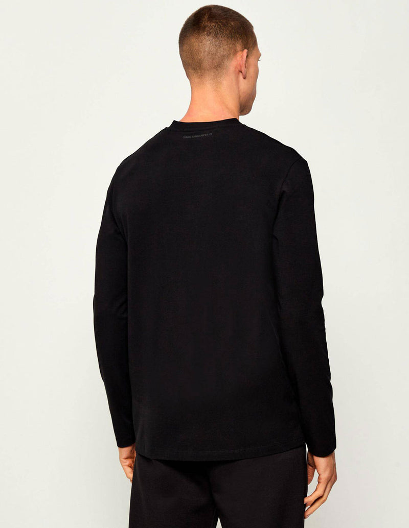 Camiseta Karl Lagerfeld con Logo de Manga Larga Negra Hombre