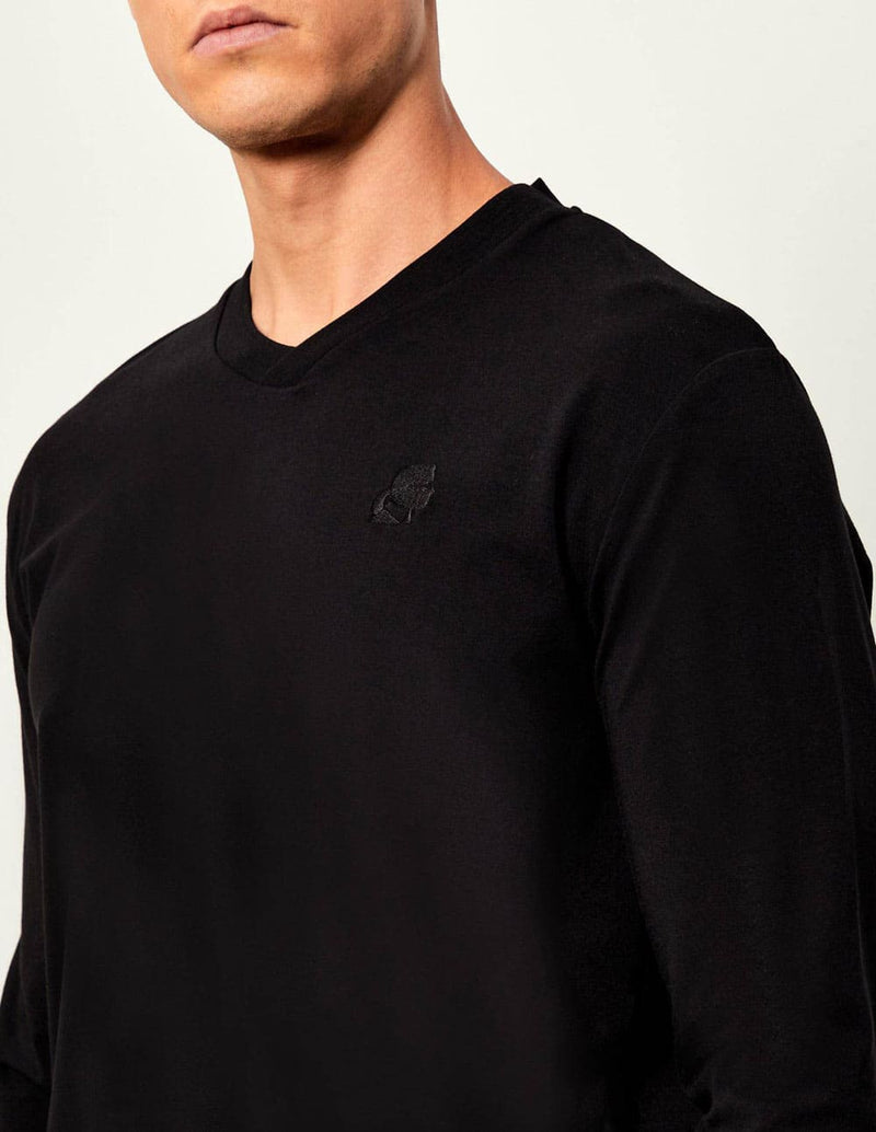 Camiseta Karl Lagerfeld con Logo de Manga Larga Negra Hombre
