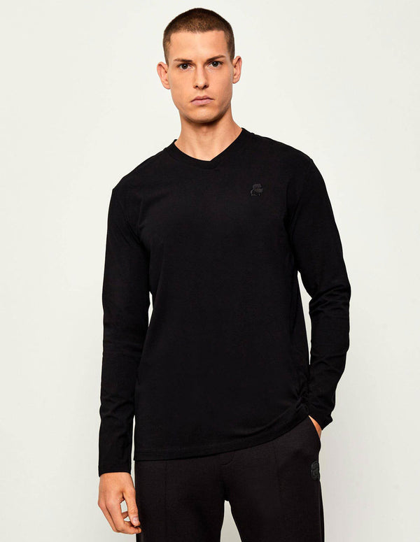 Camiseta Karl Lagerfeld con Logo de Manga Larga Negra Hombre
