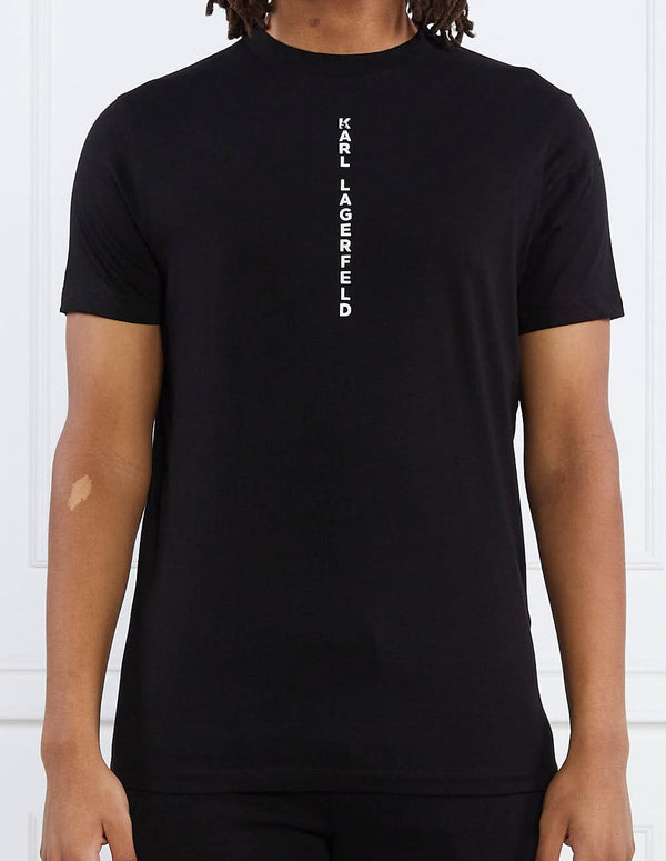 Camiseta Karl Lagerfeld con Logo Vertical Negra Hombre