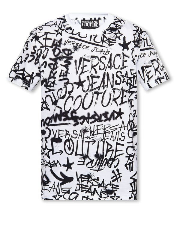 Camiseta Versace Jeans Couture Graffiti Patern Blanca Hombre