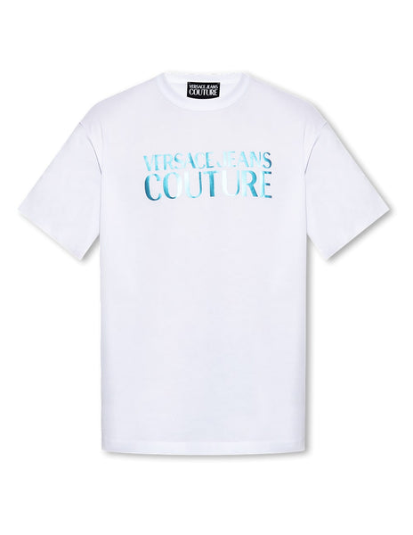 Tシャツ・カットソー VERSACE JEANS COUTURE Men T-shirt White 76GAHG07CJ01G 003 Áo Phông Nam Versace Jeans Couture White Logo T-Shirt