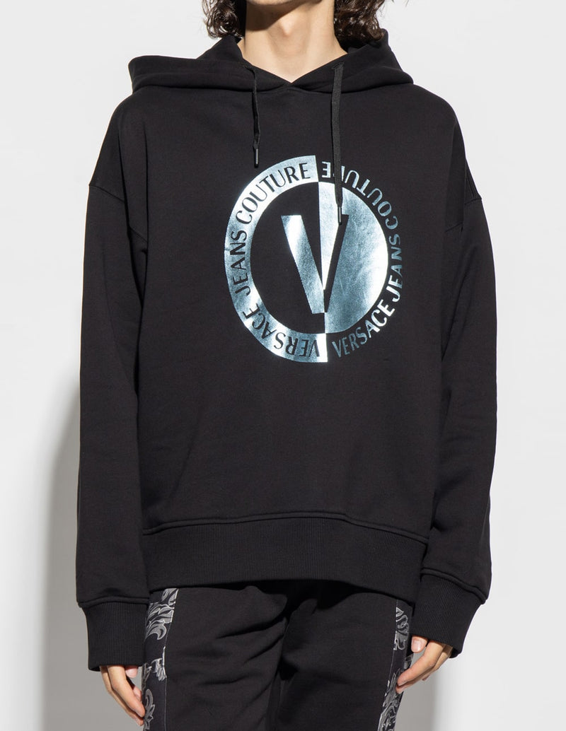 Sudadera con Capucha Versace Jeans Coture con Logo Negra Hombre